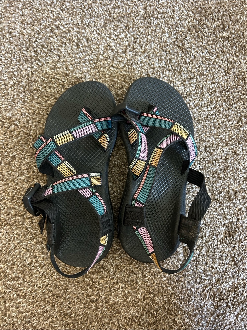 Chaco Black Sandals with Multicolor Straps